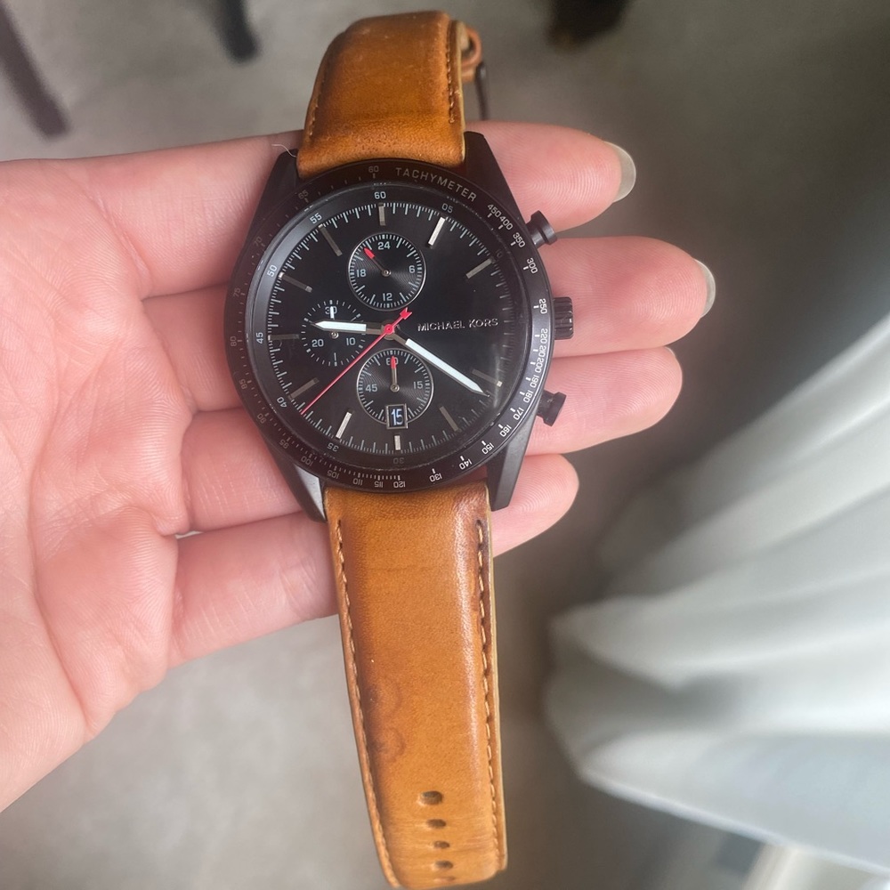 Micheal Kors  Brown Leather with Black Face Watch